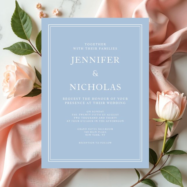 Invitation Moderne Élégant Formal Poudre Mariage bleu (Modern Elegant Formal Powder Blue Wedding Invitation)