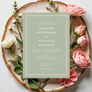 Invitation Moderne Elégant Formal Sage Mariage Vert