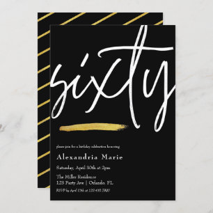 Invitation Moderne Elegant Gold Brushstroke 60e anniversaire