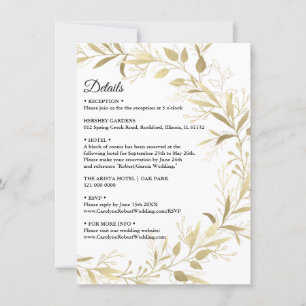Invitation Moderne Elegant Gold Leaf Détails Mariage Invitati