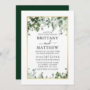 Invitation Moderne Elegant Ivy Sage Greenery Mariage or