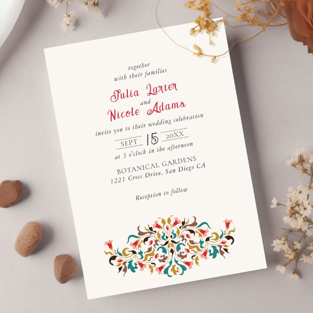 Invitation Moderne Élégant Mariage de couronne florale romant (Créateur téléchargé)
