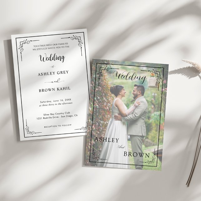 Invitation Moderne Élégant | Mariage Photo Modifiable (Ultra minimalist)