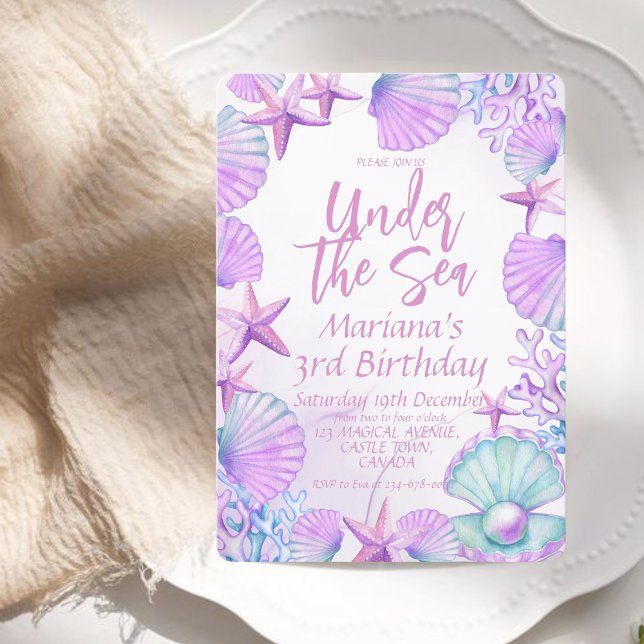 Invitation Moderne élégant Ocean 3e fête de fille anniversair (Créateur téléchargé)