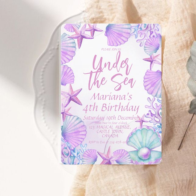 Invitation Moderne élégant Ocean 4e anniversaire Fête de fill (Créateur téléchargé)