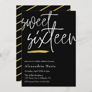 Invitation Moderne Elegant Or brosse Sweet 16 Anniversaire