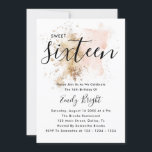 Invitation Moderne Élégant rose Et Or Script Sweet 16<br><div class="desc">Cette invitation Sweet 16 présente une aquarelle rose et or et une belle combinaison de caractères sans serif. Très élégant, c'est le meilleur moyen pour les invités invitations de se joindre à votre 16ème anniversaire fête. En avez-vous besoin pour un autre âge ? Aucun problème, il peut être personnalisé en...</div>
