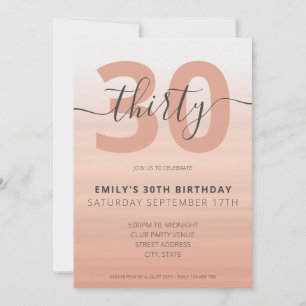 Invitation Moderne Elégant Rose Gold 30e anniversaire Invitat