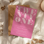 Invitation Moderne Élégant rose gras 21e anniversaire<br><div class="desc">Invitation moderne de 21e anniversaire avec élégante typographie audacieuse et design minimaliste.</div>