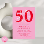 Invitation Moderne Elegant Rose Rouge Hello 50e fête d'annive<br><div class="desc">Célébrez en style avec notre Moderne Elegant Rose et Rouge Hello 50th Birthday Party Invitation! Avec un mélange vibrant de teintes roses et rouges, cette invitation chic est parfaite pour marquer un jalon aussi fabuleux. Une typographie élégante et des éléments design élégants en font un moyen exceptionnel pour les invités...</div>