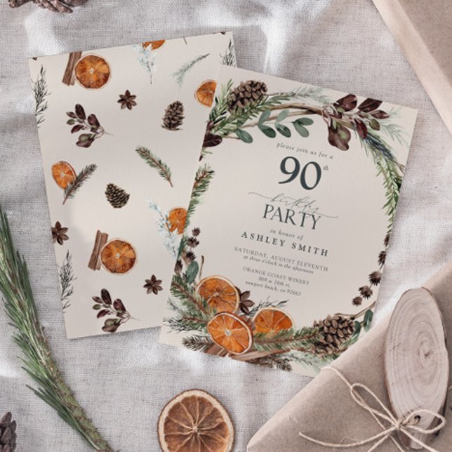 Invitation Moderne Elégant Rustique Orange 90e anniversaire (Birthday Party Invitation!)