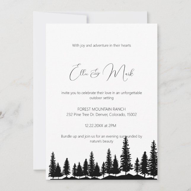 Invitation Moderne Elégant Simple Mariage de Montagne tendanc (Devant)