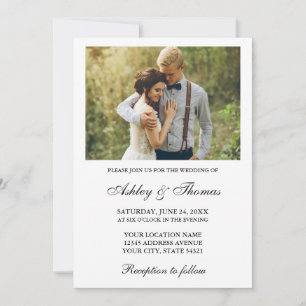 Invitation Moderne Elegant Simple Photo Mariage