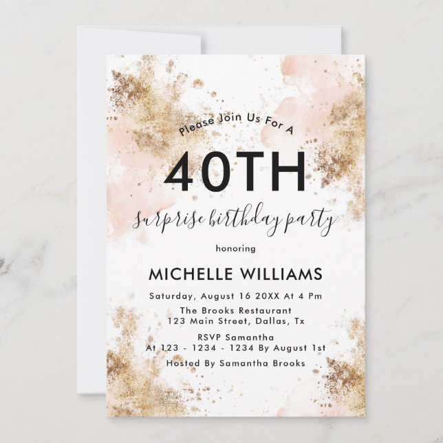 Invitation Moderne Elegant Surprise 40e anniversaire Invitati (Devant)