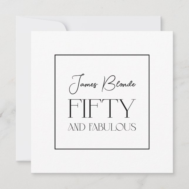 Invitation Moderne Elegant Unisex Cinquantième fête d'anniver (Devant)