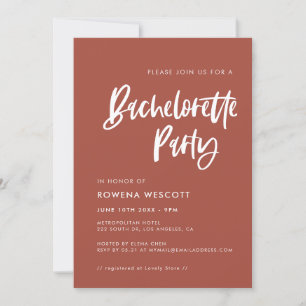 Invitation Moderne élégante brique brûlée Bachelorette Party
