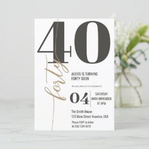 Invitation Moderne élégante calligraphie QUARANTE 40e anniver