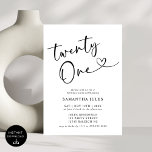 Invitation Moderne Elégante fête du 21e anniversaire<br><div class="desc">Célébrez en style avec notre Moderne Elégante Invitation du 21ème Anniversaire! Dotée d'un design épuré, d'une typographie audacieuse et d'accents sophistiqués, cette invitation reflète parfaitement l'excitation d'atteindre un jalon aussi important. Que vous planifiez une soirée chic ou une fête amusante, cette invitation donne le ton pour un 21e anniversaire inoubliable....</div>