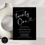 Invitation Moderne Elégante fête du 21e anniversaire<br><div class="desc">Célébrez en style avec notre Moderne Elégante Invitation du 21ème Anniversaire! Dotée d'un design épuré, d'une typographie audacieuse et d'accents sophistiqués, cette invitation reflète parfaitement l'excitation d'atteindre un jalon aussi important. Que vous planifiez une soirée chic ou une fête amusante, cette invitation donne le ton pour un 21e anniversaire inoubliable....</div>