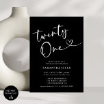 Invitation Moderne Elégante fête du 21e anniversaire<br><div class="desc">Célébrez en style avec notre Moderne Elégante Invitation du 21ème Anniversaire! Dotée d'un design épuré, d'une typographie audacieuse et d'accents sophistiqués, cette invitation reflète parfaitement l'excitation d'atteindre un jalon aussi important. Que vous planifiez une soirée chic ou une fête amusante, cette invitation donne le ton pour un 21e anniversaire inoubliable....</div>