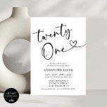 Invitation Moderne Elégante fête du 21e anniversaire<br><div class="desc">Célébrez en style avec notre Moderne Elégante Invitation du 21ème Anniversaire! Dotée d'un design épuré, d'une typographie audacieuse et d'accents sophistiqués, cette invitation reflète parfaitement l'excitation d'atteindre un jalon aussi important. Que vous planifiez une soirée chic ou une fête amusante, cette invitation donne le ton pour un 21e anniversaire inoubliable....</div>