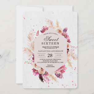 Invitation Moderne Elégante Fleurs Cadre Beauté