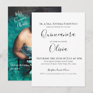 Invitation Moderne Élégante Quinceanera 15e Anniversaire 1 Ph