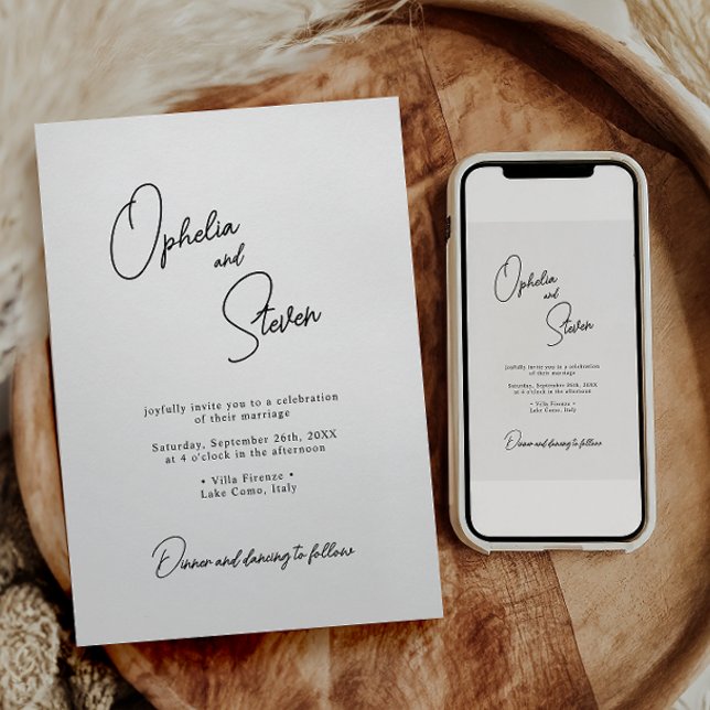 Invitation Moderne Élégante Script Minimaliste Mariage (Créateur téléchargé)