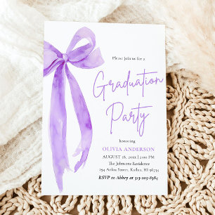 Invitation Moderne Elégante tendance Bow pourpre Graduation