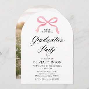 Invitation Moderne élégante tendance Pink Bow Graduation Arch
