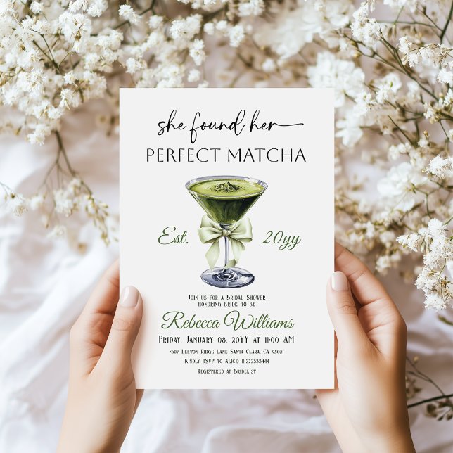 Invitation Moderne Elle a Trouvé Son Matcha Parfait pour l'En (Créateur téléchargé)