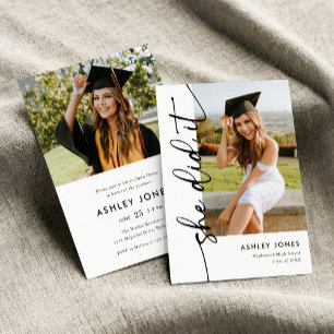 Invitation Moderne Elle L'A Fait Photo Graduation
