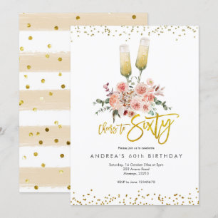 Invitation moderne en or pour les soixante ans