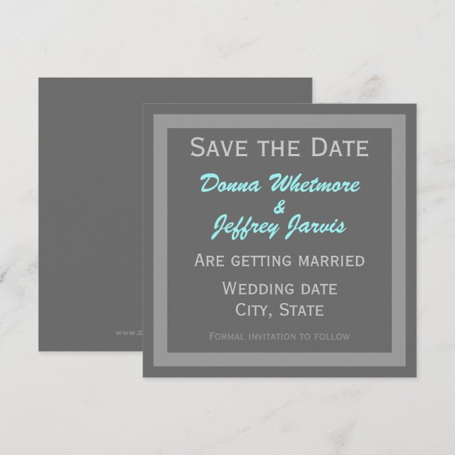Invitation Moderne Enregistrer la date Annonce Gris (Devant / Derrière)