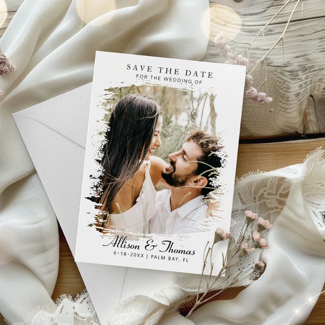 Invitation Moderne Enregistrer la date Photo QR Code Mariage (Announce your big day with our stunning save-the-date, featuring a QR code for easy details access!)