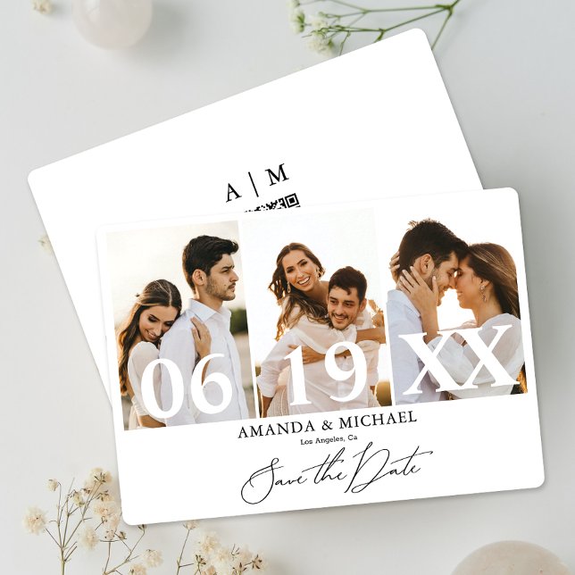 Invitation Moderne Enregistrer la date Photo QR Code Mariage (Save time and reduce wedding planning stress with this QR code Save the Date card.)