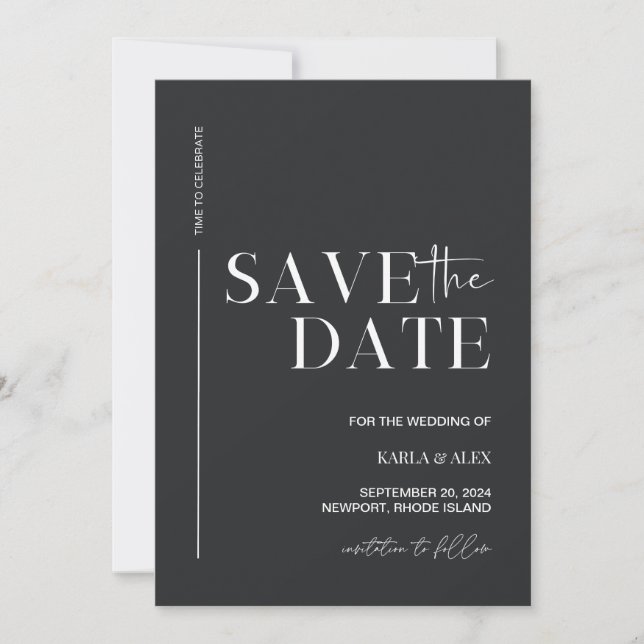 Invitation Moderne Enregistrer le Mariage de date (Devant)