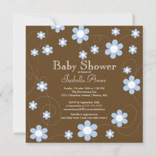 Invitation Moderne et amusant bleu Fleurs Baby shower floral