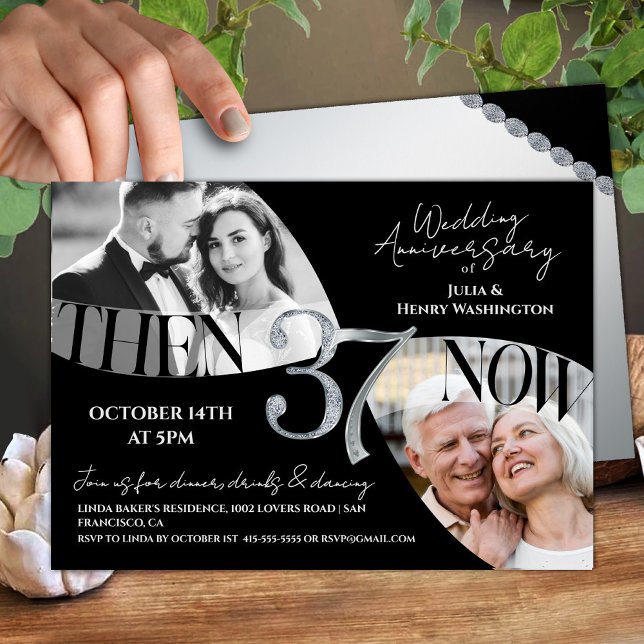 Invitation Moderne et Élégant 37e Anniversaire de Mariage (Créateur téléchargé)