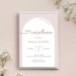 Invitation Moderne et minimaliste arche douce seize<br><div class="desc">Conçu pour se coordonner avec notre collection d'arche Moderne Boho, cette invitation de fête d'anniversaire moderne pour 16 ans présente l'arche tendance et populaire en blanc sur fond beige rose, associée à une police de caractères script. Pour une personnalisation plus avancée de ce design, par exemple en changeant la mise...</div>