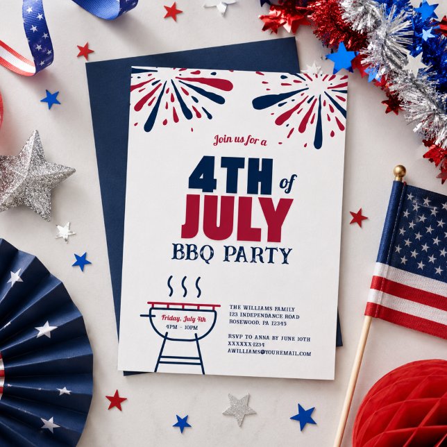 Invitation moderne et patriotique pour un BBQ de l (Créateur téléchargé)