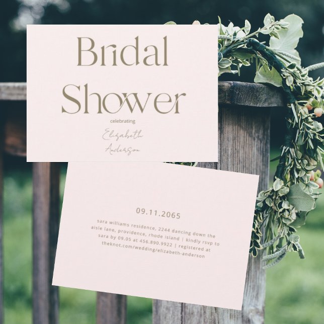 Invitation Moderne et simple Fête des mariées blush et or (Créateur téléchargé)