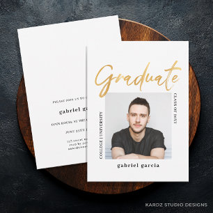 Invitation Moderne Faux Or Écriture Gradué pour une Fête