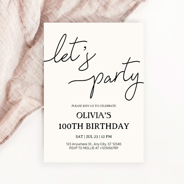 Invitation Moderne Fête d'anniversaire 100 ans (Créateur téléchargé)