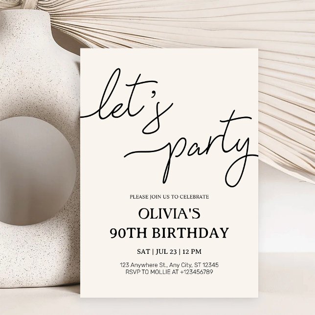 Invitation Moderne Fête d'anniversaire 90 ans (Créateur téléchargé)