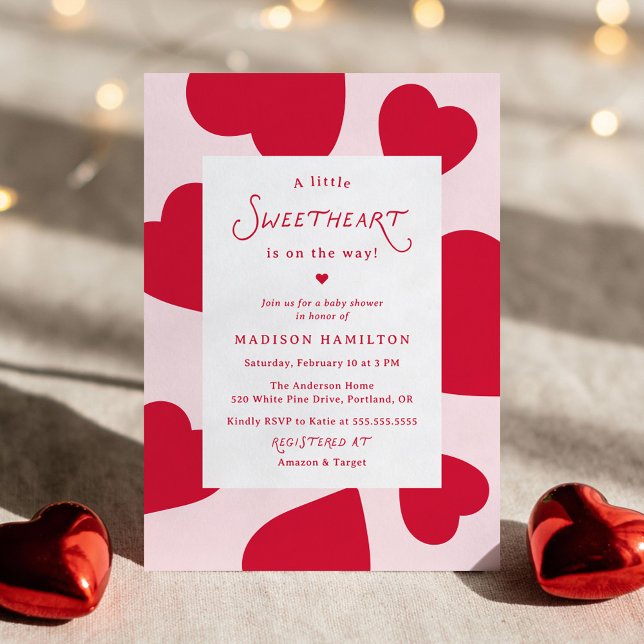Invitation Moderne Fête de Bébé Saint-Valentin A Little Sweet (Créateur téléchargé)