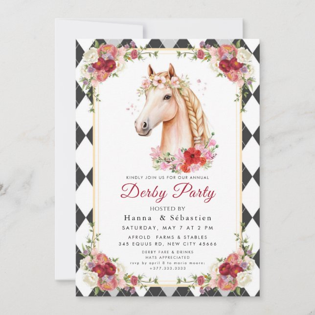 Invitation Moderne Fête de Derby de Cheval Équestre  (Devant)