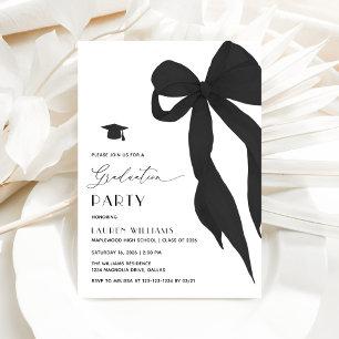Invitation Moderne Fête de Remise des Diplômes avec un Nœud P