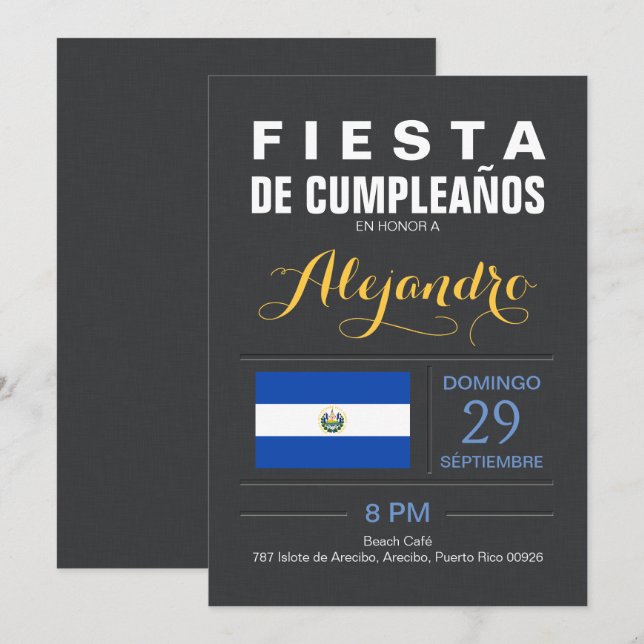 Invitation Moderne : Fête El Salvador (Devant / Derrière)