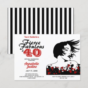 Invitation Moderne FIERCE FABULOUS & 40 Anniversaire élégant